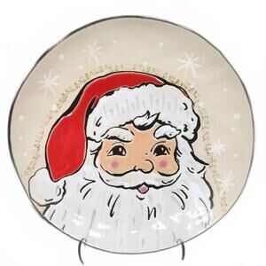2 Sammy Santa Claus Christmas Plates 11" Ceramic Eli Ana BEAUTIFUL free ship